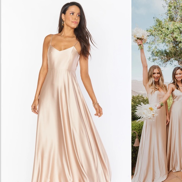 Champagne Luxe Satin Show me your mumu Faith Maxi dress. Worn once - Picture 2 of 4
